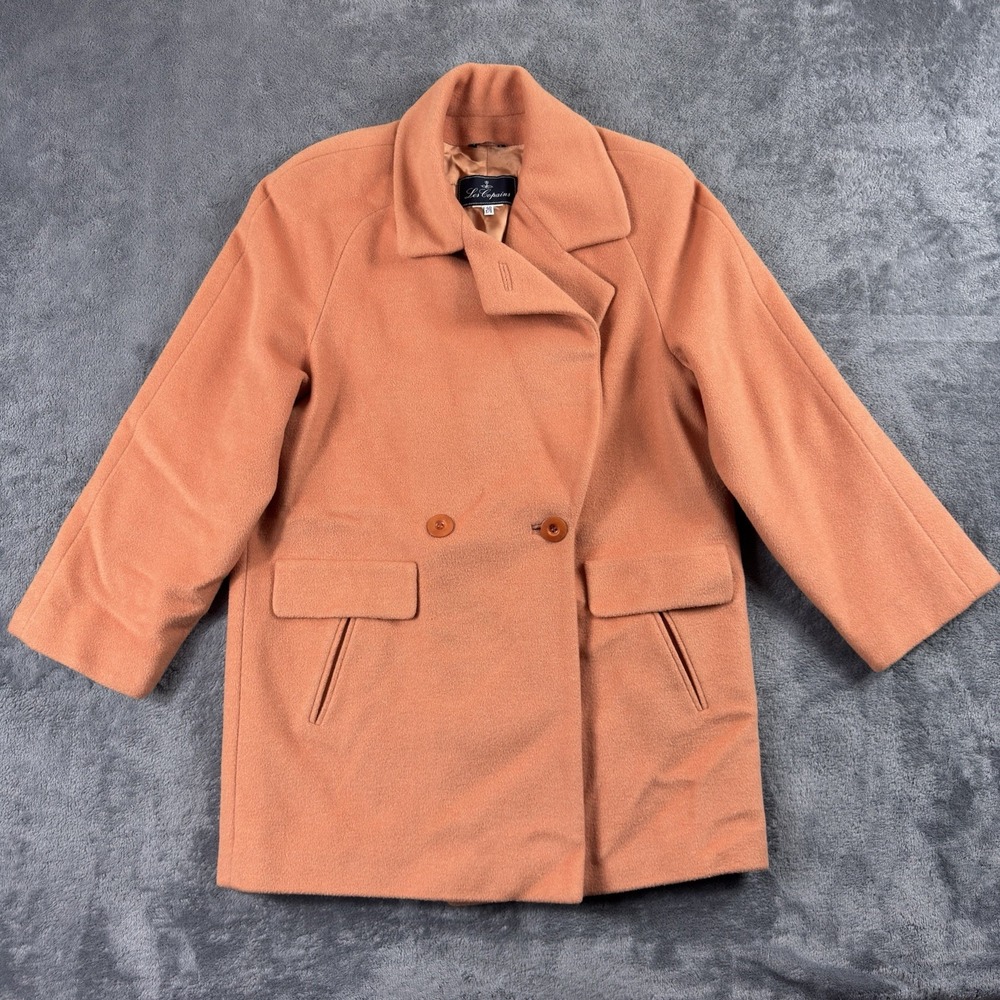 LES COPAINS Double Breasted Peacoat‎ Womens 40 Orange Wool Blend Jacket Italy